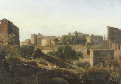 View of the Colosseum and the Arch of Constantine from the Palatine