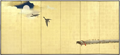 A six-panel folding screen