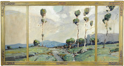 Mountain path and eucalyptus, California (triptych)