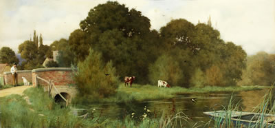 A pastoral river scene