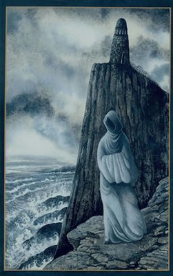Original illustration for the dust-jacket of P.D. James's 'The Black Tower'