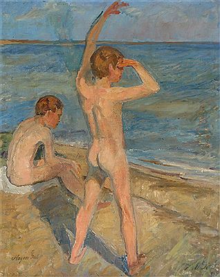 Bathing boys in Hornbæk.