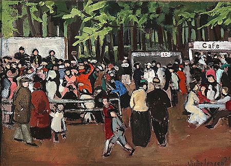 View of a marked and view of a schoolyard. by Victor Jensen - Auction record, sale price, and art valuation. Compare with similar artists and explore comparable artworks.