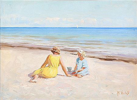 Summerday, a mother and daughter on the beach