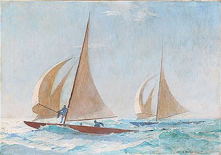 Seascape with sailing boats