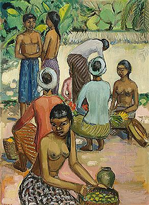 Scene from Bali with market. by Harald Heiring - Auction record, sale price, and art valuation. Compare with similar artists and explore comparable artworks.