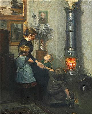 A mother telling stories for the little ones.
