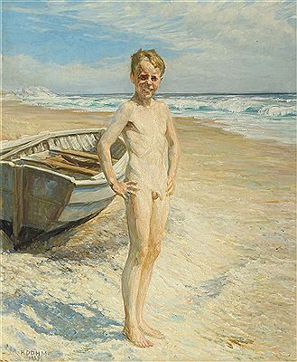 Naked boy at Skagen beach.