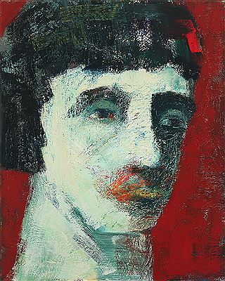 Portrait on a red background