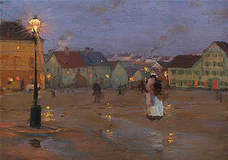 Evening at the marketplace by Hans Olde - Auction record, sale price, and art valuation. Compare with similar artists and explore comparable artworks.