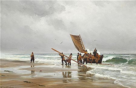 Lifeboat on the beach by Carl Ludwig Thilson Locher - Auction record, sale price, and art valuation. Compare with similar artists and explore comparable artworks.