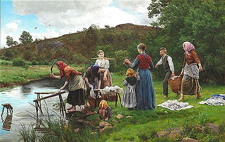 Women and girls washing clothes by a river in Holland by Joakim Skovgaard - Auction record, sale price, and art valuation. Compare with similar artists and explore comparable artworks.