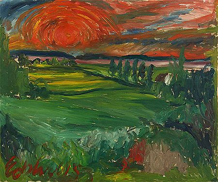 Green landscape with sunset. by Eckhardt Johnsen - Auction record, sale price, and art valuation. Compare with similar artists and explore comparable artworks.