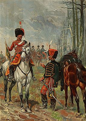 Dragoons at the edge of the forest.