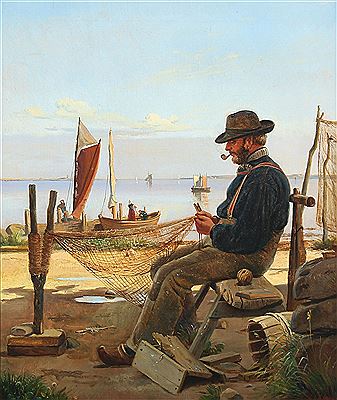 A fisherman on the beach.