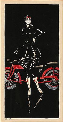 The woman with the red motorcycle