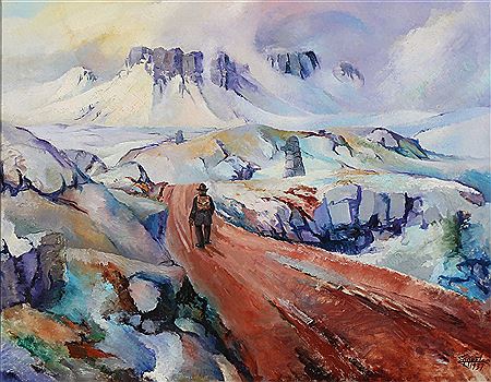 Icelandic landscape with person