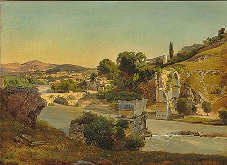 The river Nera at Narni noth of Rome with the Bridge of Augustus.