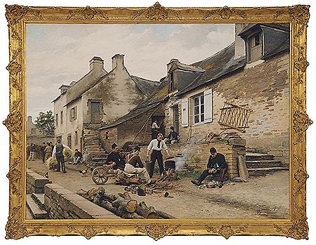 French Artillerie Soldiers at Rest in a Village, 1887