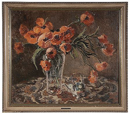 Still Life with Vase of Poppies and Elephant by Harriet Krawiec - Auction record, sale price, and art valuation. Compare with similar artists and explore comparable artworks.