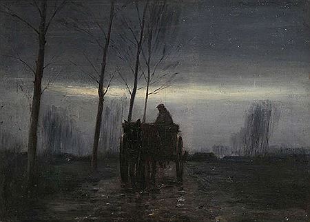 Farmer with horse and cart at nightfall by Urbain Gerlo - Auction record, sale price, and art valuation. Compare with similar artists and explore comparable artworks.