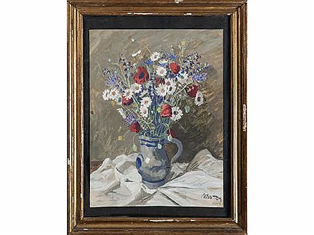 Fleurs des champs dans un pot by Marcelle Botton - Auction record, sale price, and art valuation. Compare with similar artists and explore comparable artworks.