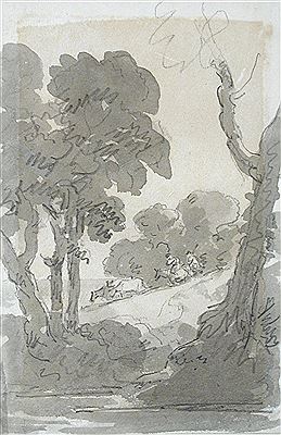 Riders and Cattle in a wooded landscape
