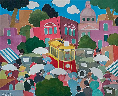 Escena de ciudad con tranvÃa y cachilas by Alfredo Zorrilla - Auction record, sale price, and art valuation. Compare with similar artists and explore comparable artworks.