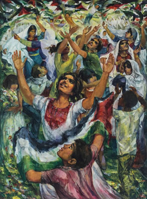 "Al Farah (Joy)" by Ismail Shammout - Auction record, sale price, and art valuation. Compare with similar artists and explore comparable artworks.