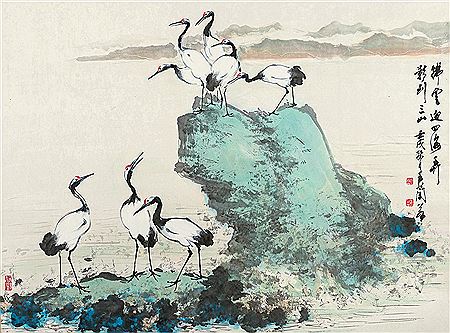 CRANES AND ROCK by Lanruo Wang - Auction record, sale price, and art valuation. Compare with similar artists and explore comparable artworks.