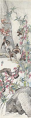 CHIRPING IN SPRING STREAM by Xun Ren - Auction record, sale price, and art valuation. Compare with similar artists and explore comparable artworks.