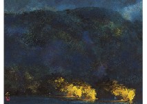 Fire lit on a boat to lure fish