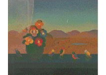 Tricolored Violet and Small Birds by the window