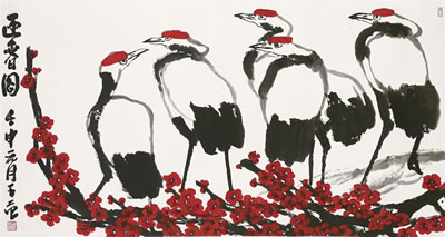 Plum blossoms and Cranes