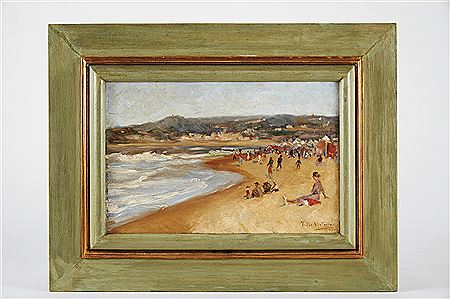 Beach with figures by Tulio Victorino - Auction record, sale price, and art valuation. Compare with similar artists and explore comparable artworks.