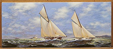 Marine - Sails on the Tagus by the Bugio Lighthouse