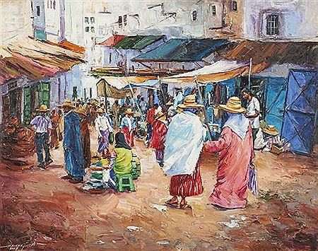 Marché à Tétouan by Said Hbicha - Auction record, sale price, and art valuation. Compare with similar artists and explore comparable artworks.