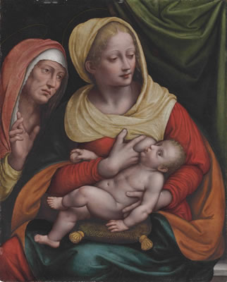 The Madonna Nursing the Christ Child with Saint Anne