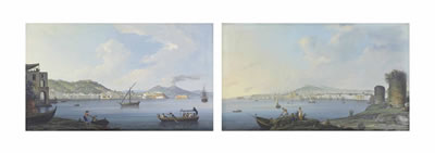 View of Naples from the Strada di Posilippo, with Mount Vesuvius in the distance; and View of Naples from Marinella (2)
