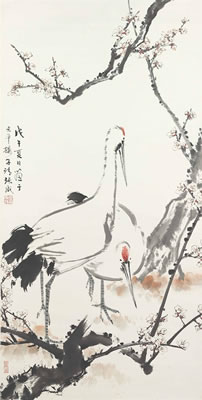 PLUM BLOSSOMS AND CRANES