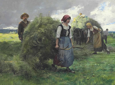 The Reapers by Julien Dupre - Auction record, sale price, and art valuation. Compare with similar artists and explore comparable artworks.