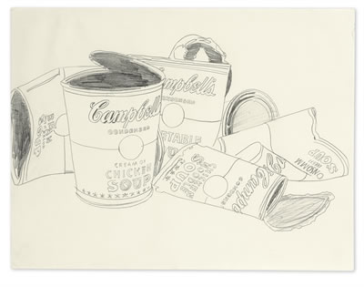 FIVE CAMPBELL'S SOUP CANS