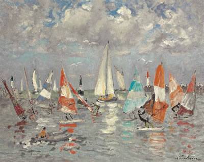 Sample artwork by Andre Hambourg (1909 - 1999), known for post-impressionist luminous landscape and marine painting - View similar artists and auction records