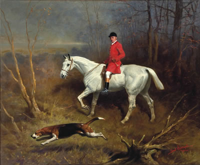 "Gillard, Grey Bolt, A Huntsman on a Grey Horse, Riding Through a Wood with a Hound on the Scent"