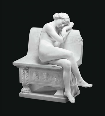 A LARGE ITALIAN MARBLE FIGURE OF A SLEEPING MAIDEN