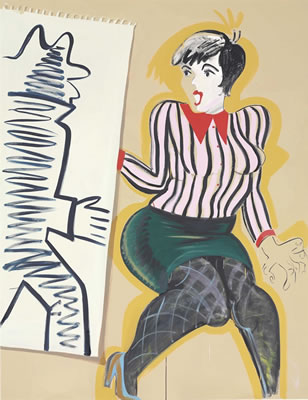 Sample artwork by Ella Kruglyanskaya (Born 1978), known for paintings, works on paper, cartoonish symbolic female figures - View similar artists and auction records