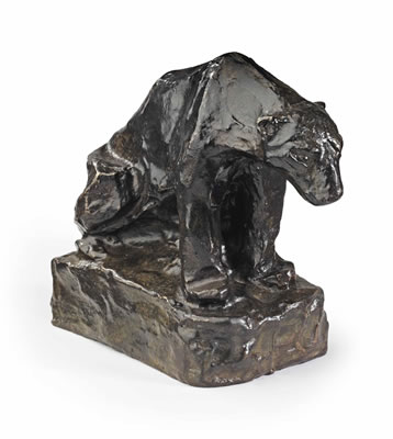 Squatting bear