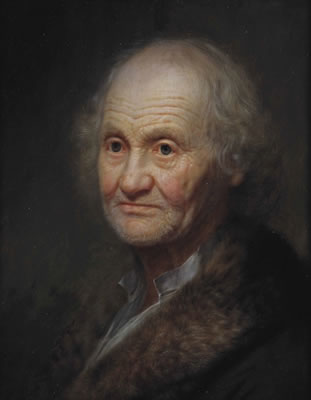 Portrait of an old man in a fur-trimmed coat