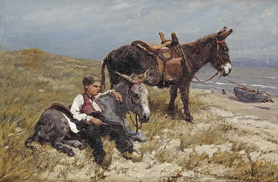 A donkeyrider resting in the dunes, Scheveningen by Willem Maris - Auction record, sale price, and art valuation. Compare with similar artists and explore comparable artworks.