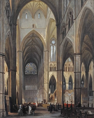 The interior of Westminster Abbey, London by Jules Victor Genisson - Auction record, sale price, and art valuation. Compare with similar artists and explore comparable artworks.